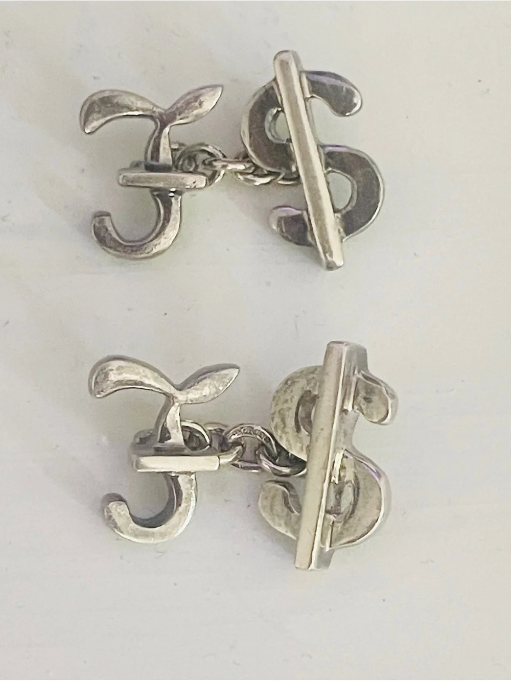 Links of London Sterling Silver Cufflinks 925 Dollar Pound Sign Vintage 1992